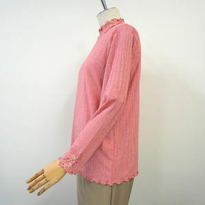 Women's Long Thin Lyocell Blend Pullover High Neck with Smooth Lace Casual Striped <b>Knitted</b> <b>Sweater</b> - Product Image 6