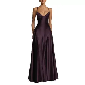 Elegante Abito Lungo Monocolore Stile Francese per Donna Collezione Estiva Disponibile in Giallo e Viola Taglie <span class=keywords><strong>S</strong></span> all'Ingrosso - Product Image 5
