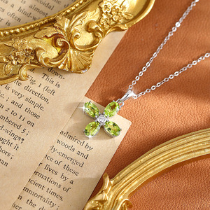 Collier avec pendentif en forme de fleur en pierre naturelle, coupe ovale simple, 4x6mm, en argent Sterling 925, bijoux pour la saint-valentin, cadeau d'anniversaire - Product Image 5