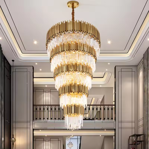 Candelabro de proyecto personalizado de lujo moderno, candelabros de cristal de oro grandes de Hotel de lujo Led de lujo - Product Image 1