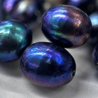 Perles de culture d'eau douce bleues naturelles 8-9mm ovales, haute brillance, en vrac, pour bijoux DIY, qualité A Chine, forme riz