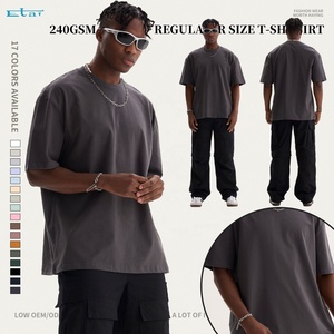 Camiseta personalizada de 240Gsm para hombre, Camiseta de algodón 100%, ropa de calle de calidad de lujo, camiseta de gran tamaño para hombre - Product Image 2