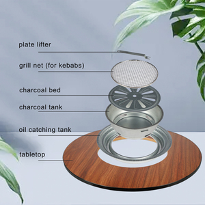 Table de cuisson multifonctionnelle pour le thé, pliable pour l'extérieur, avec station de barbecue au charbon intégrée, bureau de pique-nique pour 5-6 personnes - Product Image 4