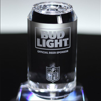 Trofeo de Cristal de Lujo Personalizado con Texto y Logotipo, Modelo de Lata de Cerveza