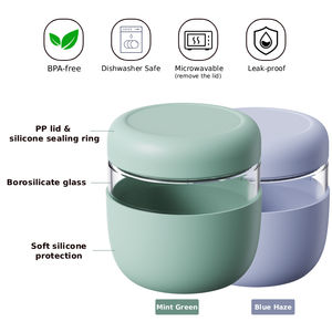 2025再利用可能エコボロケイ酸ガラス電子レンジ安全食品保存ランチ容器空気タイトシリコーン蓋と底部 - Product Image 3