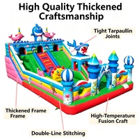 Château Gonflable Commercial Coloré pour Enfants, Toboggan de Jeux Extérieur, Matériel PVC, Installation Facile