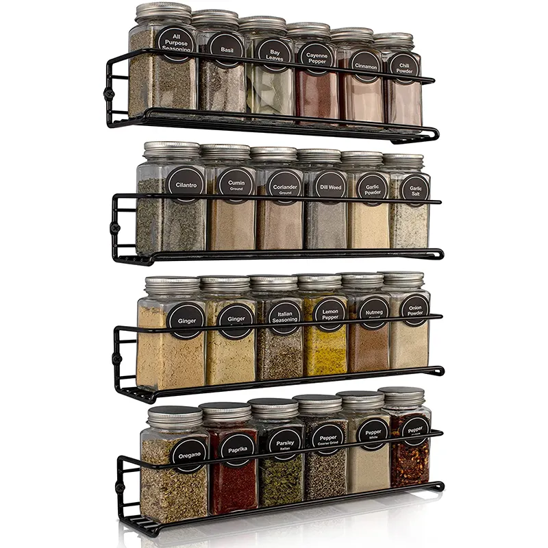 Metal Linear Simple Hanging Spice Rack Spice Rack Organizer Wall Mounted Storage Rack Hanging Shelf