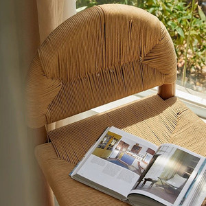 Mid-century Influencer-style <b>Light</b>-luxury Nordic Dining Chair Wabi-sabi Japanese-style Vintage Minimalist <b>Rope</b>-woven - Product Image 3