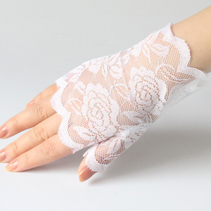 Classique noir et blanc Sexy femmes dentelle <span class=keywords><strong>gants</strong></span> sans doigts <span class=keywords><strong>gants</strong></span> de bal de mariée pour accessoires de déguisement de fête de <span class=keywords><strong>mariage</strong></span> - Product Image 2