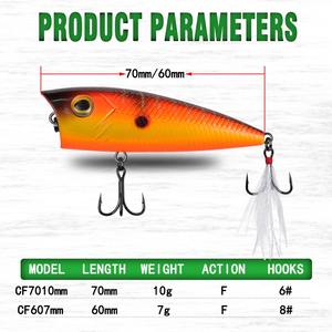 Señuelo de Pesca Impreso en ABS <span class=keywords><strong>para</strong></span> Lubina de Boca Grande, 70mm 10g, 60mm 7g, con Anzuelos Wobbler, Luz Nocturna, Color de Superficie, <span class=keywords><strong>para</strong></span> Pesca en Agua Dulce y Salada - Product Image 5