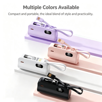 Batterie externe mini 3-en-1 personnalisée avec logo, 5000 mAh, affichage numérique, support de téléphone et câbles intégrés à double embout