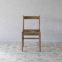 Chaise de bar en bois massif de style médiéval français, avec un design créatif en osier tressé, chaise de salle à manger silencieuse et élégante