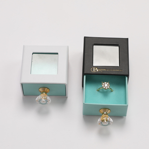 Eco-friendly Sliding Drawer Jewelry <b>Box</b> with Crystal Handle <b>Clear</b> Window Cardboard <b>Gift</b> Packaging for All Jewelry - Product Image 5