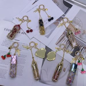 Porte-clés personnalisable en acier inoxydable avec pochette en filet pour rouge à lèvres, miroir, <span class=keywords><strong>cerise</strong></span>, étoile, cœur, pour femme, breloque pour baume à lèvres - Product Image 2