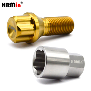 Vis de roue <span class=keywords><strong>antivol</strong></span> HRmin couleur or, en titane Gr.5 Ti-6Al-4V, M14x1.5x28mm avec clé en titane - Product Image 1