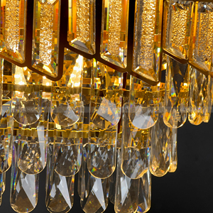 Luxe Moderne Rectangle Cristal Or LED Lustre Plafond Montage Lustre Lampes Suspendues Suspension Luminaire Lampen Pour <span class=keywords><strong>Foyer</strong></span> - Product Image 6