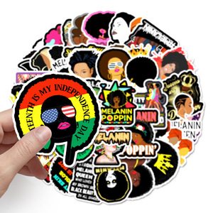 50 Miếng Dán Vinyl Cô Gái Xinh Đẹp Thời Trang Nhãn Dán Vinyl Dán Diecut Tùy Chỉnh Hình Dán Cô Gái Màu Đen Cá Nhân - Product Image 6