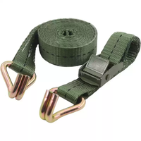 Sangle de fixation à boucle à came de 1 pouce, en polyester vert militaire, petite ceinture de fixation avec doubles crochets pour la sécurisation du chargement de moto