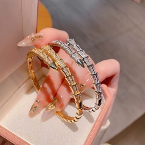 Pulsera de Diamantes con Forma de Serpiente, Oro y Plata, Joyería de Moda para Mujer, Regalo, Estilo de Alta Gama con Piedras Preciosas - Product Image 1