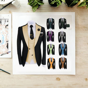 Trajes de Negocios de 3 Piezas para Hombre, Talla Grande, Estilo Nuevo 2024, Corte Entallado, Tela de Pana, Trajes de Boda Modernos para Hombre - Product Image 3