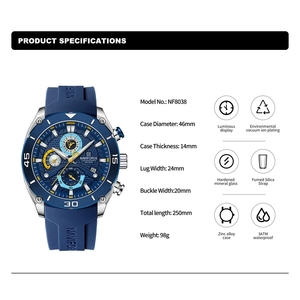 Naviforce 8038 Top Sale Men Japan Quartz Movement Wrist Watch Waterproof Silicone Sport Watch Men Watch Relogio Masculino - Product Image 6