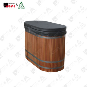 Baignoire <span class=keywords><strong>de</strong></span> trempage froid commerciale Vapasauna, ovale, en acier inoxydable, avec <span class=keywords><strong>armoire</strong></span> en cèdre rouge, sans refroidisseur, <span class=keywords><strong>pour</strong></span> usage extérieur - Product Image 2
