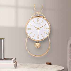 Custom Made Deer <b>Wall</b> <b>Clock</b> Orange Gold Frame Decorative For Home Office <b>Bedroom</b> Living Room - Product Image 2