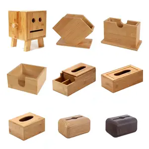 Wholesale Hotel Round Rectangle Square Container Storage Paper Napkin Holders Modern Luxury Bamboo Wood Tissue Box