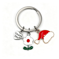 Porte-clés de Noël Père Noël, pendentif fleur et lettre d'amour, porte-clés fleur de Noël