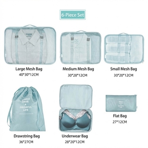 Organiseurs de <span class=keywords><strong>voyage</strong></span> pour la <span class=keywords><strong>famille</strong></span>, 6 cubes de rangement pour valise, organiseur de bagages avec sac à chaussures/trousse de toilette/sac à linge - Product Image 1