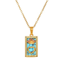 Collier tendance rétro en acier inoxydable style Ins Net Red, avec pendentif rectangulaire en zircon effet goutte et chaîne à maillons, inaltérable, pour femme