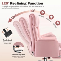 Chaise de bureau ergonomique de direction en velours Teddy de qualité supérieure, avec base entièrement chromée rose et accoudoirs relevables