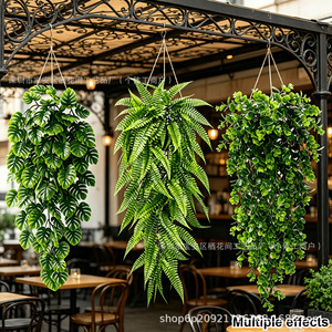 Plantes suspendues artificielles 75cm, décoration murale en plastique pour intérieur et extérieur, verdure - Product Image 5