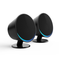 Altavoz para Juegos RGB de 20W - Estéreo de Rango Completo de 2.75" para 5.3/AUX/USB-C, 3 Modos DSP, Diseño Compacto Bass Reflex, Plástico y Madera para el Hogar