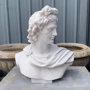 Outdoor Art Deco Ornament Bust Figure Statue Hand Carved Marble Female Male Statue Marble head sculpture