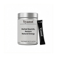 Café instantané mélangé aux extraits de plantes naturelles 10g*10 sachets, pot avec couvercle métallique argenté, boisson pure à base de matières premières botaniques