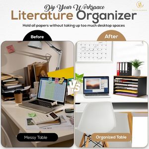 Organisateur de bureau multi-niveaux en bambou pour documents A4, support de rangement autoportant pour un bureau bien rangé - Product Image 3