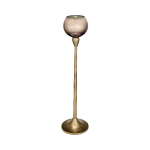 Grand porte-bougie décoratif en verre et métal pour bougies chauffe-plat et pilier, idéal pour centre de table - Product Image 1