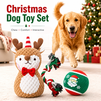 Ensemble de jouets de Noël 2026 pour chien avec peluche couineuse, nœud en corde de Père Noël et balle pour cadeaux de fêtes, jeux de traction et soulagement de l'ennui