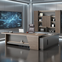 Bureau de direction de luxe moderne sur mesure, grand poste de travail exécutif, durable, en bois de haute qualité, en forme de L, en acier, écologique, pour PDG