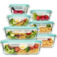 Ensemble de contenants de préparation de repas en verre hermétiques réutilisables, boîte à lunch en verre de qualité alimentaire pour fruits, bento, micro-ondes, pour l'école