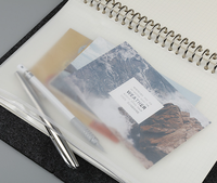 Carnet à spirales A5 avec fermeture éclair givrée, en PVC transparent, plastique auto-scellant, organisateur/planificateur à feuilles mobiles en PP