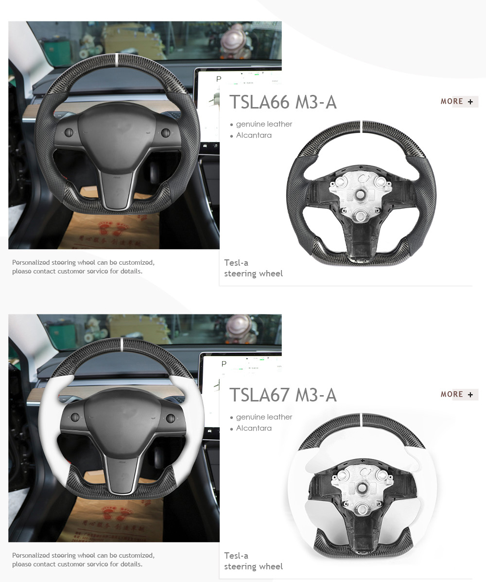 Full Leather Yok-e Steering Wheel For Tesla Model-3 Y X S 2017 2018 2019 2020 2021 2022 Custom Leather