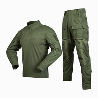 Combinaison tactique de chasse en toile respirante de couleur vert olive, chemise et pantalon AK