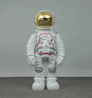 Sculpture d'astronaute dorée métallique, statue d'astronaute en fibre de verre polie, art spatial pour centre commercial et salle d'exposition