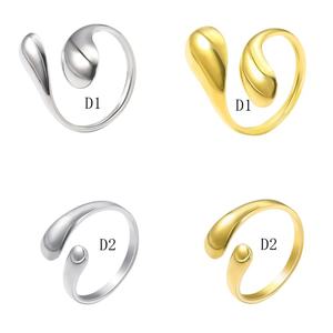 简约个性水滴形情侣戒指时尚不锈钢结婚承诺饰品配件批发女 - Product Image 3