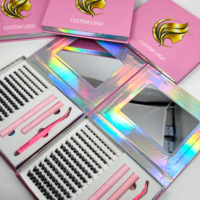 Kit d'extension de cils DIY 8-16mm à prix d'usine, kit de cils en grappe DIY marque privée, colle et scellant double pour cils en éventail