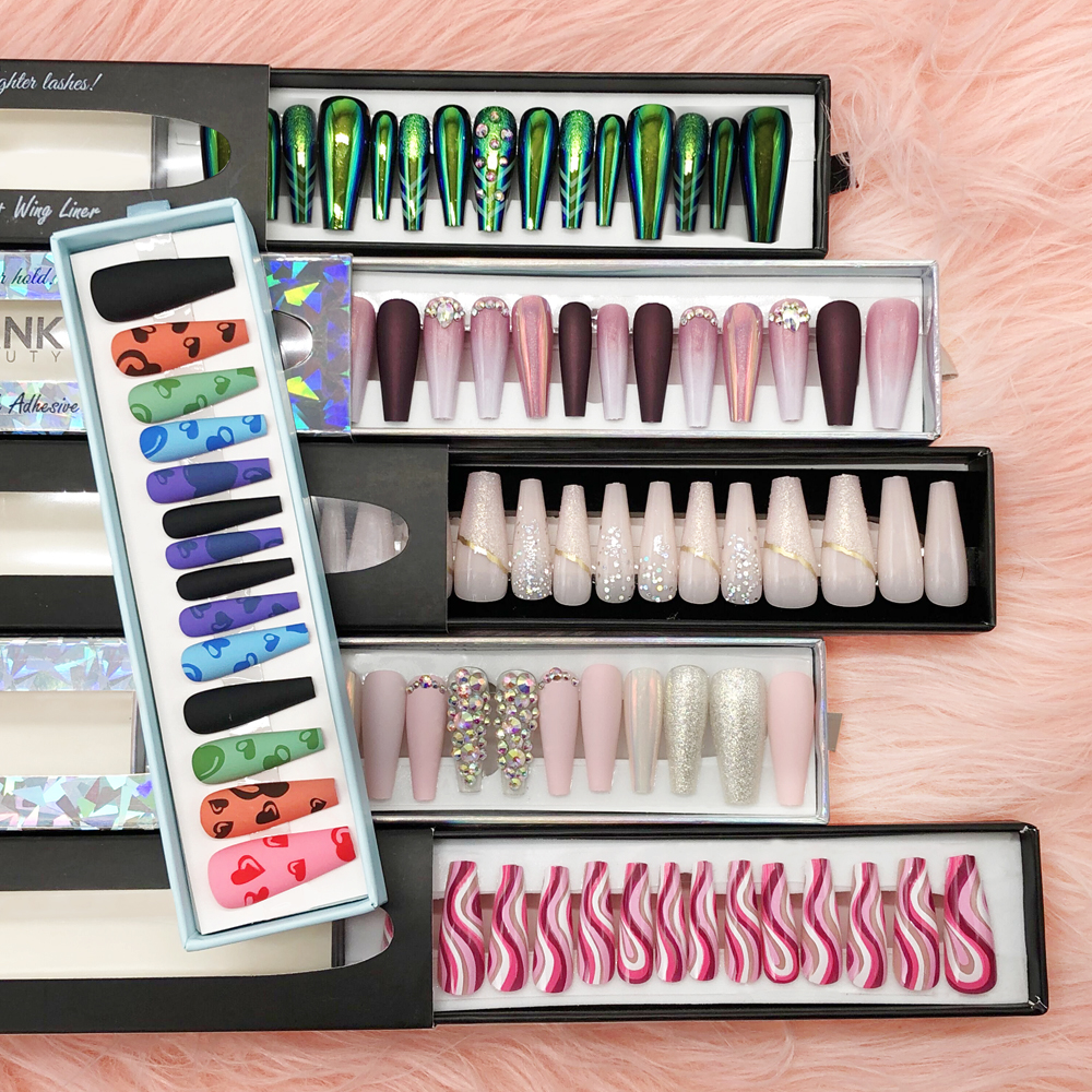 Полное покрытие радужной балерины/половинный накладной дизайн ногтей, искусственные длинные кончики, пресс на ногтях с дизайном гроба, упаковочная коробка, набор из 24 шт.