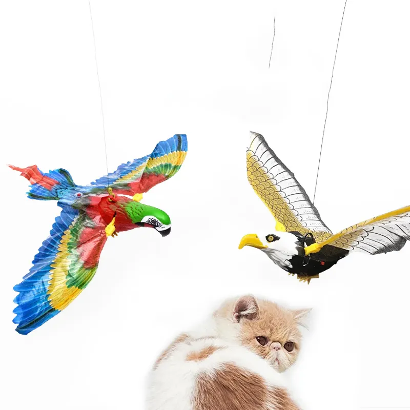 새로운 뜨거운 시뮬레이션 조류 인터랙티브 고양이 장난감 전기 매달려 독수리 비행 조류 고양이 티저 놀이