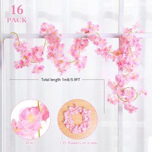 Guirlande de fleurs artificielles de cerisier suspendue pour la décoration de mariage, de maison, de jardin et de fête - Product Image 2